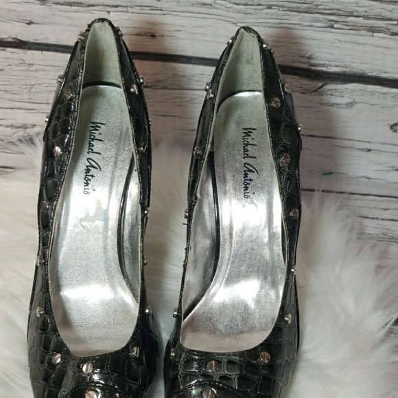 Michael Antonio studded pointed toe black heels size 7 - Picture 5 of 8